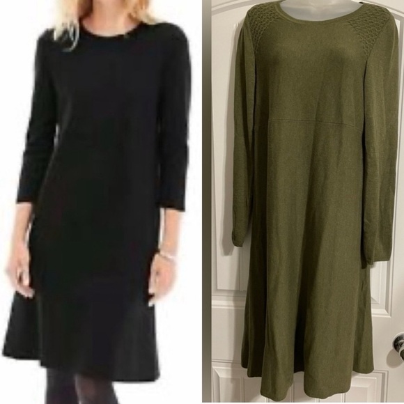 J. Jill Women's Sweater Dress Small Olive Green Cotton Blend Smock Cottoagecore - Picture 1 of 11